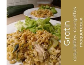 Gratin de pâtes, courgettes et poisson