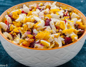 Salade de betteraves aux lentilles, radis et œufs durs