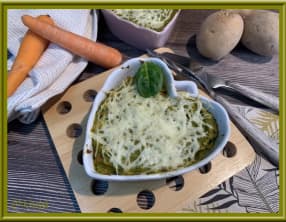 Parmentier de poisson aux carottes et épinards