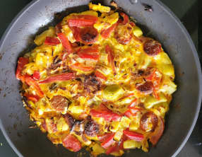 Tortilla aux poireaux et chorizo