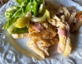 Gratin de pâtes au jambon