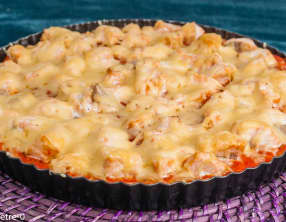 Pizza de chou fleur au saumon et à l’emmental