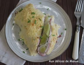 Gratin de poireaux au jambon à la béchamel
