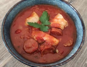 Lotte au chorizo et cidre