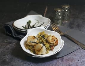Saint Jacques aux poireaux et citrons confits