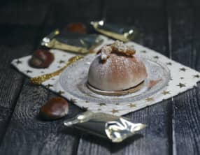 Entremet marron et coeur de poire