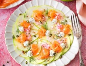 Carpaccio de pommes vertes et saumon fumé