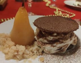 Poire, chocolat et clou de girofle comme un tiramisu