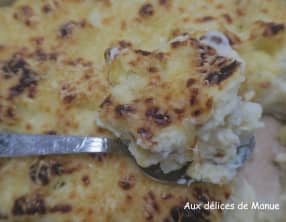Gratin de chou-fleur à la saucisse de Montbéliard, sauce Mornay