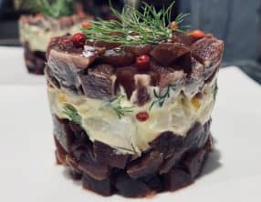 Tartare de betteraves et haddock à l'aneth