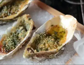 Huîtres gratinées au gingembre