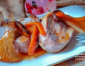 Filet de veau en cocotte, champignons eryngii sautés