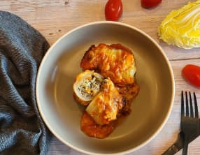 Chou chinois farci au riz et légumes