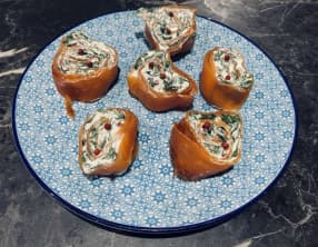 Roulés de saumon fumé aux épinards