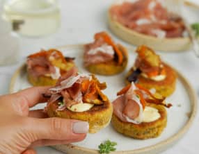 Galettes de légumes avec du Prosciutto di San Daniele AOP