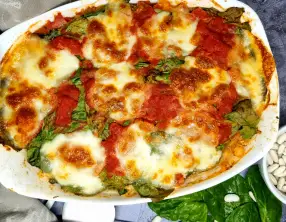 Gratin de haricots blancs et épinards