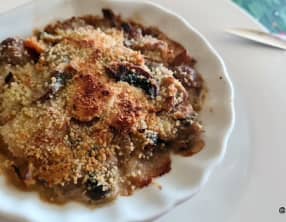 Saint-Jacques gratinées aux champignons et marrons