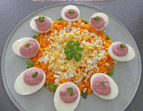 Œufs mimosa à la betterave