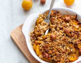 Crumble mirabelle aux flocons d'avoine et noisettes