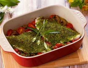 Filets de dorade royale, en croûte d'ail des ours