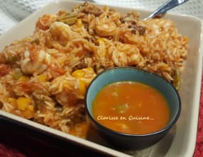 Jambalaya de poulet crevettes au Thermomix