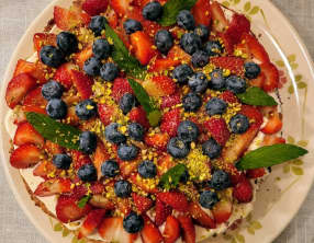 Tarte aux fraises, myrtilles, crème au mascarpone