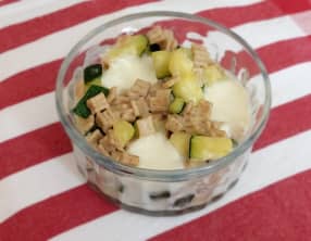 Gratin de crozets aux courgettes, miel et mozzarella