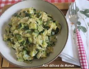 Poêlée de courgettes et cheveux d'ange, à la cancoillotte