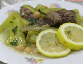 Tajine de céleri à l'agneau sauce blanche au citron