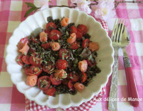 Salade de lentilles aux tomates et saumon fumé