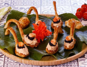 Cuillères feuilletées aux rillettes deux saumons