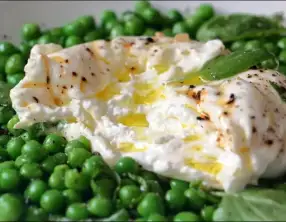 Burrata aux petits pois de Laurent Mariotte