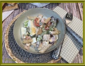 Salade de pâtes bacon et crudités