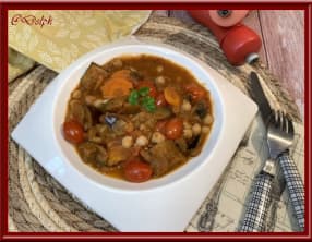 Mijoté d’aubergines et pois chiches à la marocaine