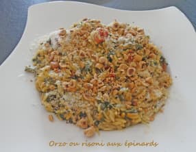 Orzo ou risoni aux épinards