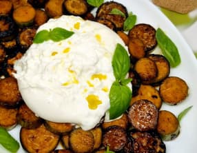 Courgettes sautées au balsamique et burrata