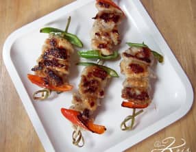 Brochettes de poulet aux piments doux
