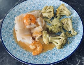 Filet de flétan sauce aux crevettes