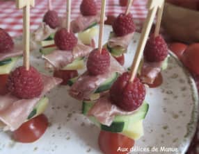 Pics apéritifs légumes jambon cru comté et framboise