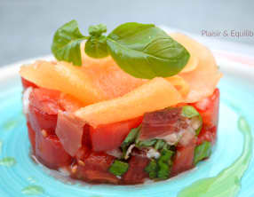Tartare de tomates et melon