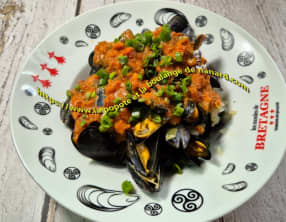 Moules sauce poivrons et chorizo
