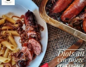 Diots de savoie et sa fondue de poireaux au vin rouge