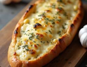 Baguette gratinée farcie au fromage et poulet