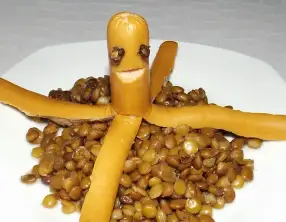 Knacki pieuvre d’Halloween et lentilles