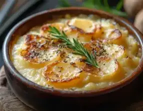 Gratin de pommes de terre au fromage, cuisine savoyarde à l'ancienne