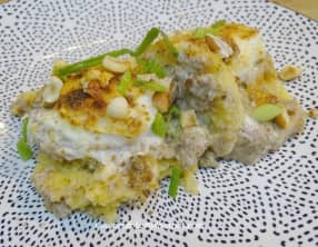 Gnocchi de semoule aux cèpes et champignons de Paris, chèvre et sauce crème aux champignons