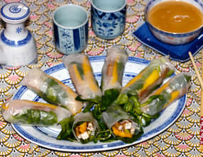 Rouleaux de printemps au tofu, sauce arachide