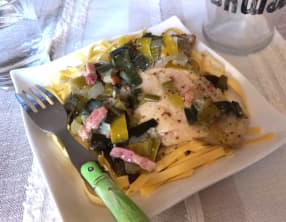 Côtes de porc au poireau et à la moutarde à l’ancienne