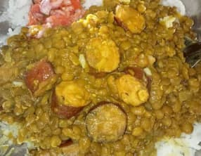 Lentilles saucisses à la créole