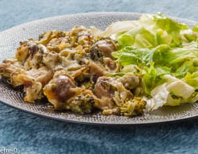 Gratin de brocolis aux saucisses